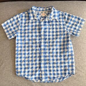 Cat & Jack Blue and White Plaid Button Down Short Sleeve - S 6/7